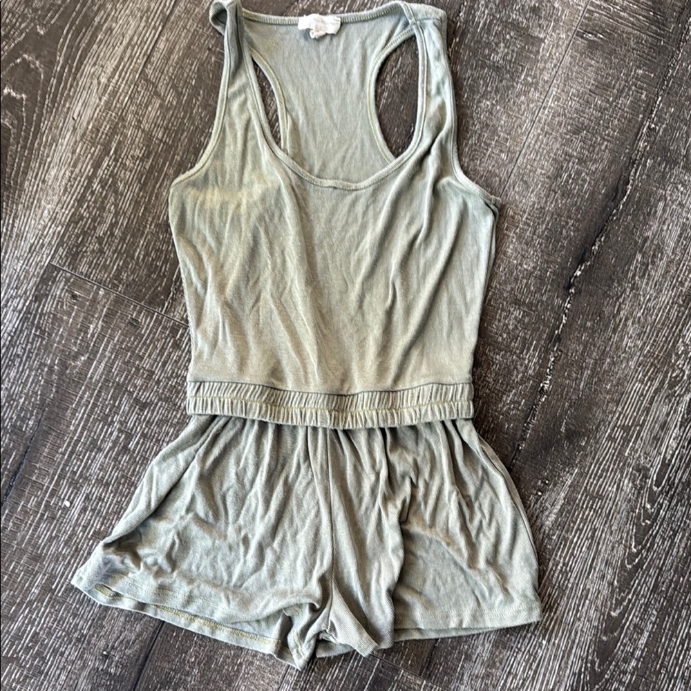 See You Monday Olive Green Romper
